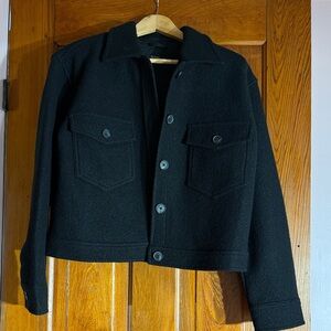 Quince Cropped Black Wool Jacket